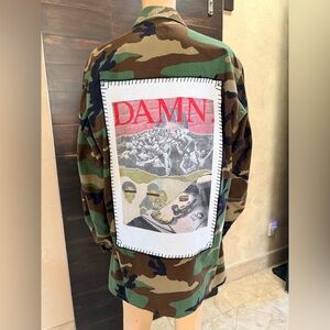 Upcycled Kendrick Lamar Camoflauge Military Jacket Size Men's M